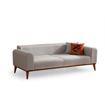 Versatile 3-Seat Sofa-Bed, Cream Color, 87.4 x 35.4 x 31.5 inches | Sturdy Beech Wood & Chipboard Frame, 100% Polyester Fabric | Soft Grey Foam & Silicone Back Cushion, Turnable Mechanism | Dry-Cleanable, Elegant & Functional Design
