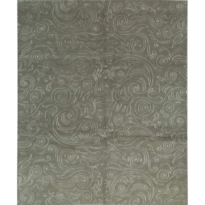 Hand-Knotted High-Quality Green Area Rug