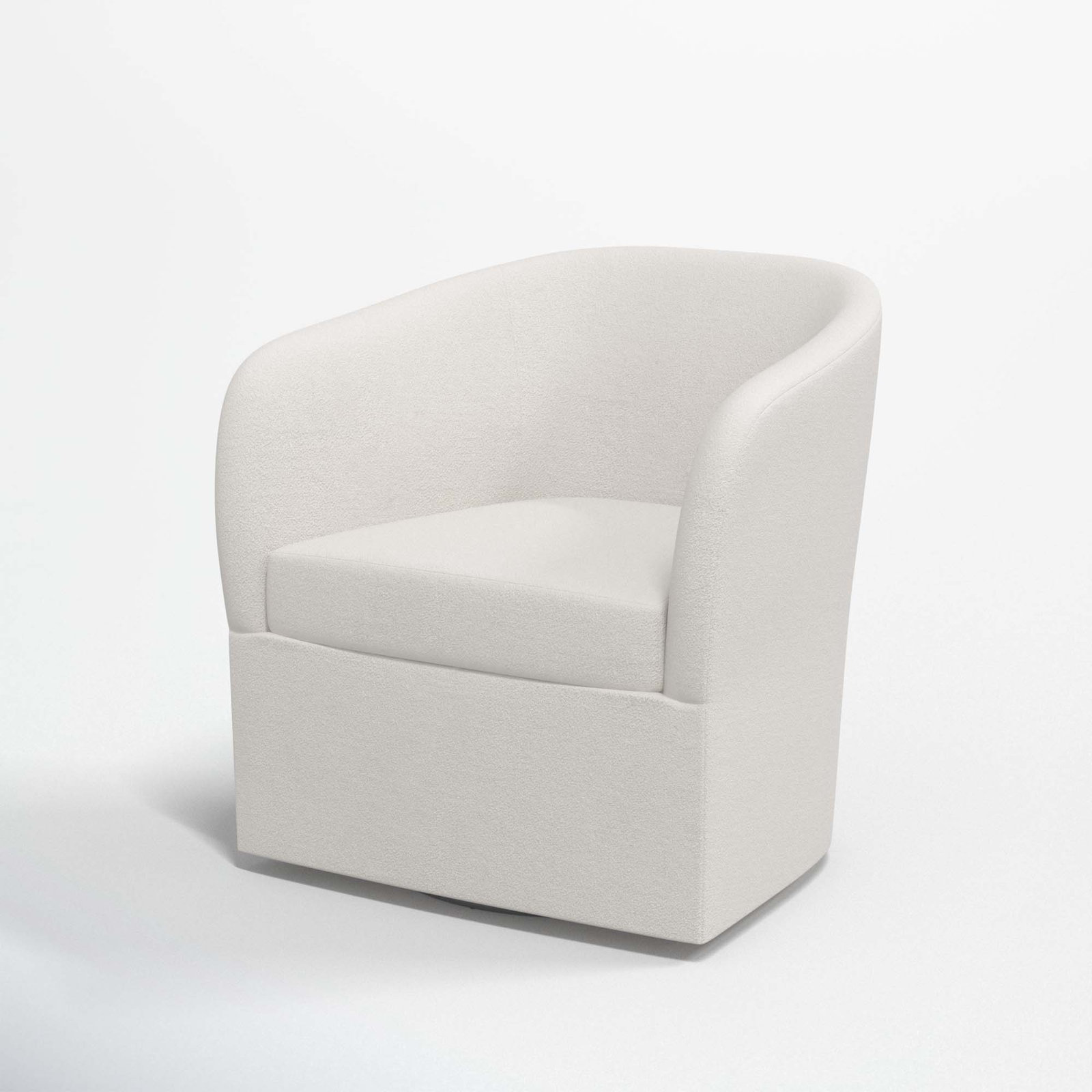 Lesia Upholstered Swivel Barrel Chair, Bella Light Gray Performance Velvet