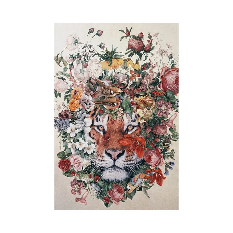Flower Tiger by Riza Peker - Wrapped Canvas Print