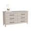 Commode double, quatre pieds, 6 tiroirs, plateau supérieur, gris clair