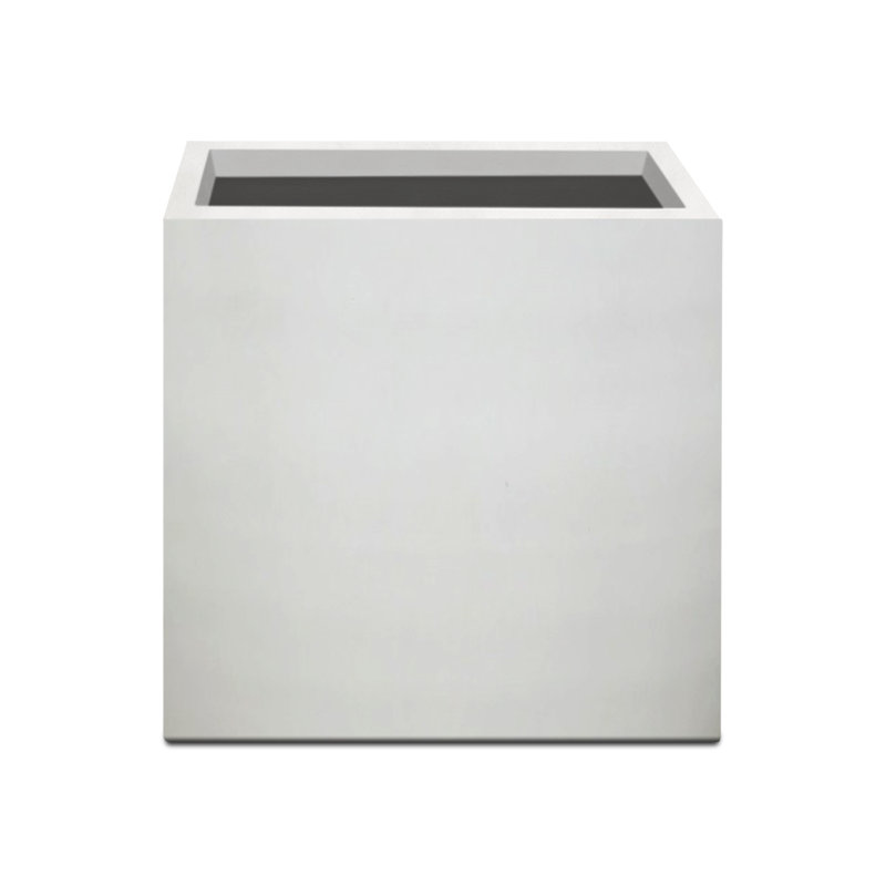 Pot de fleurs en béton Nidorf, Blanc pur, H 12,6 po x l 12,6 po x P 12,6 po