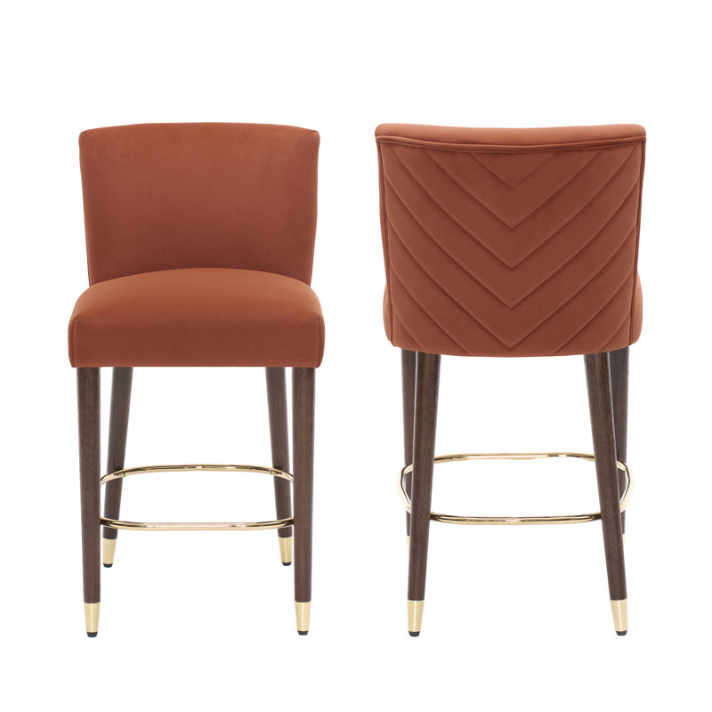 Danley 27'' Luxury Upholstered Counter Stools, Orange