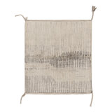 Rug & Kilim’S Square Moroccan Rug In Cream White And Gray Stripes And High Pile