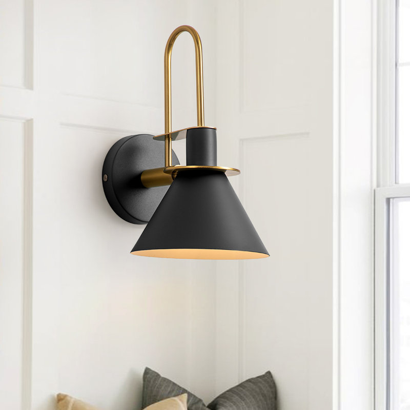 Jacoline 1 - Light Cone Armed Sconce, Black