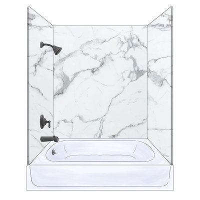 Polymarm 60" W 62" H 33" D Three Wall Composite Shower Tub Wall Panel Surround