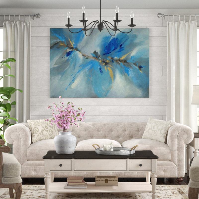 «Cerulean Epiphany» par Jean Kenna - peinture sur toile tendue, H 54 po x l 77 po