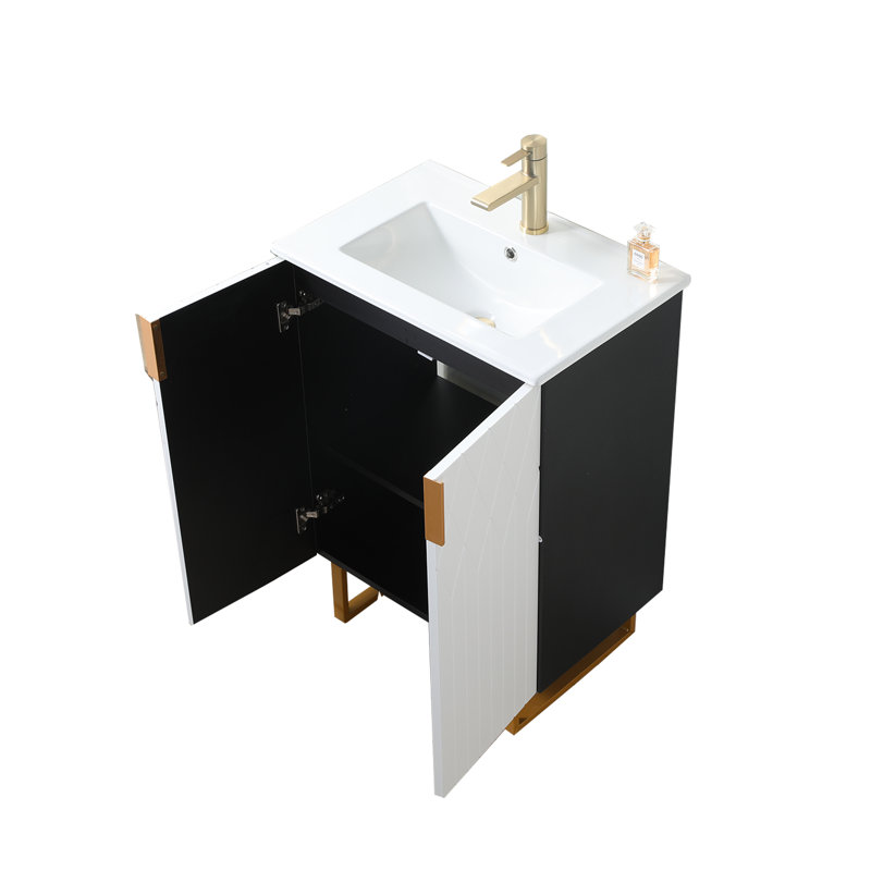 24'' White Modern Free-Standing Single Bathroom Vanity Set, 24"