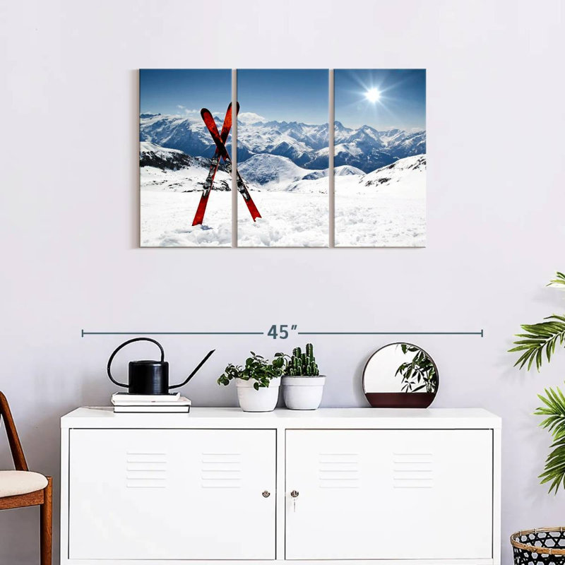 Red Skis Wall Art Multi Piece Canvas Print, H 20 po x l 33 po x P 1,25 po