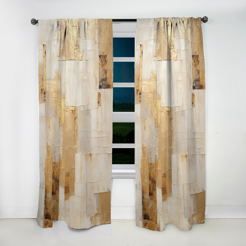 «Dant» beige et doré Dream Collage I - rideau en velours moderne - obscurcissant - 1 panneau, L 52 po x L 90 po