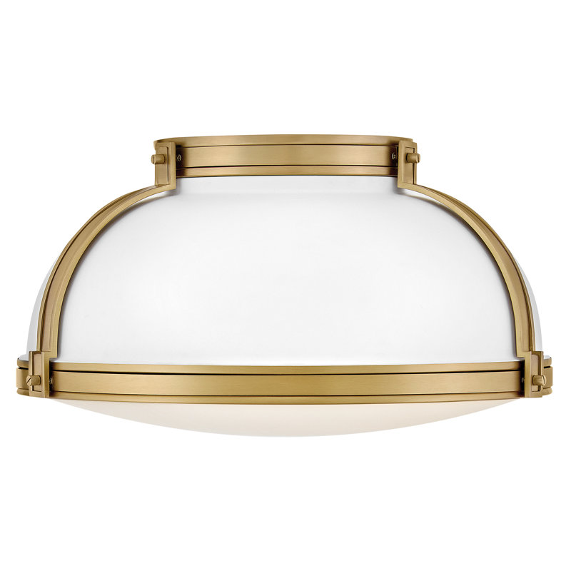 Hinkley Barton Medium Flush Mount Ceiling Light, Gold, Matte White