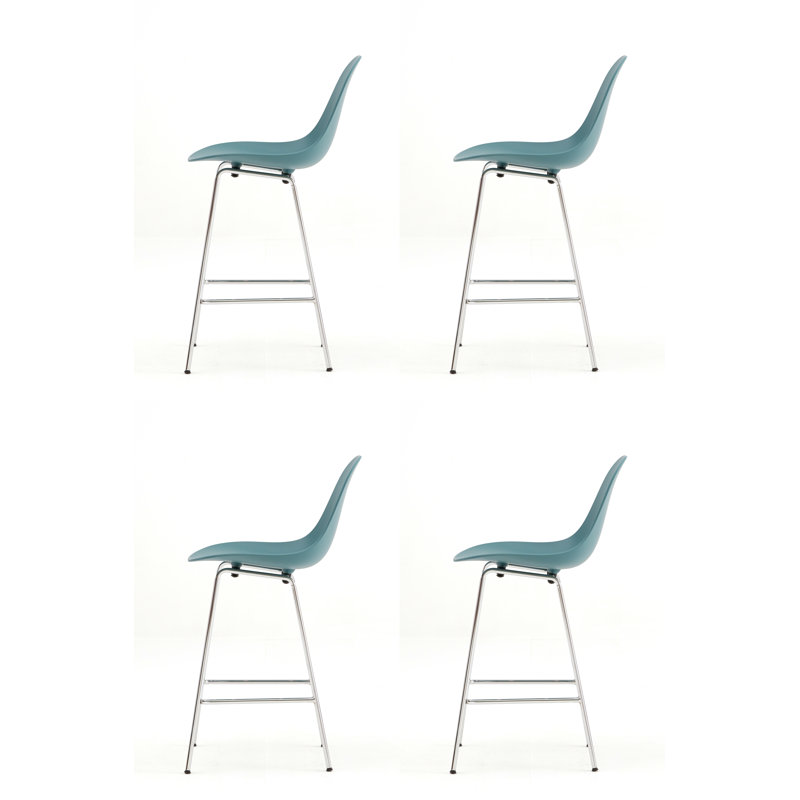 TA Bar & Counter Stool, Ocean Blue, Chrome, Counter Stool (25.6" Seat Hight)