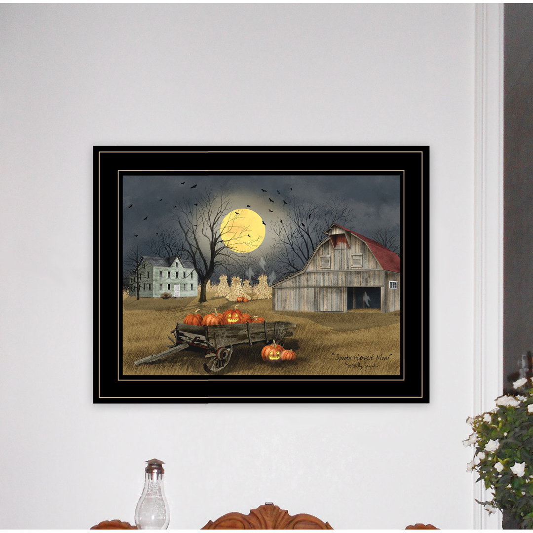 Spooky Harvest Moon Framed Wall Art for Living Room, Home Wall Decor by Billy Jacobs Lark Manor™ 
