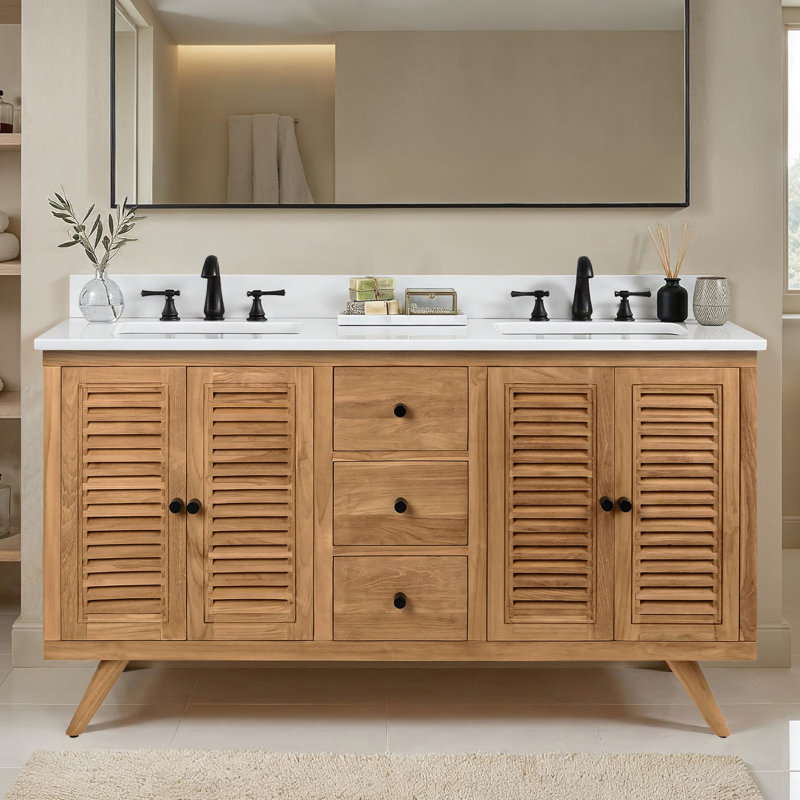 Harper 73" Double Bathroom Vanity, 61, Carrara White Marble