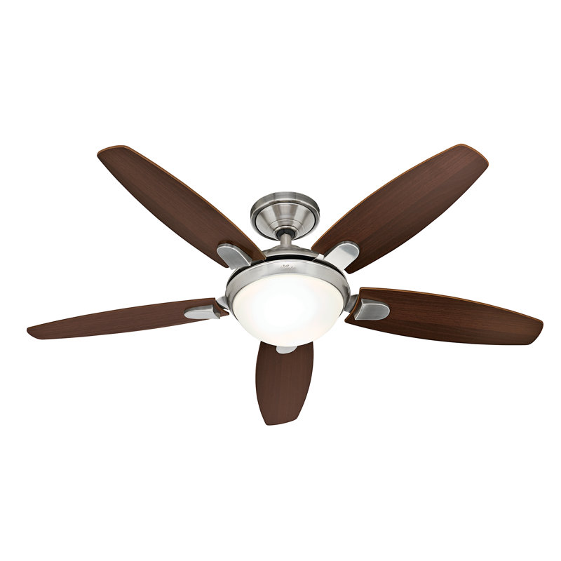 132cm Ceiling Fan with Light Kit, Dark Walnut/English Cherry, Brushed Nickel