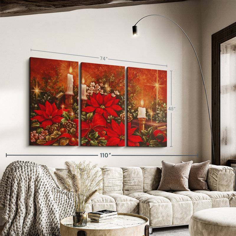 «Poinsettia éclairé» sur, H 48 po x l 74 po