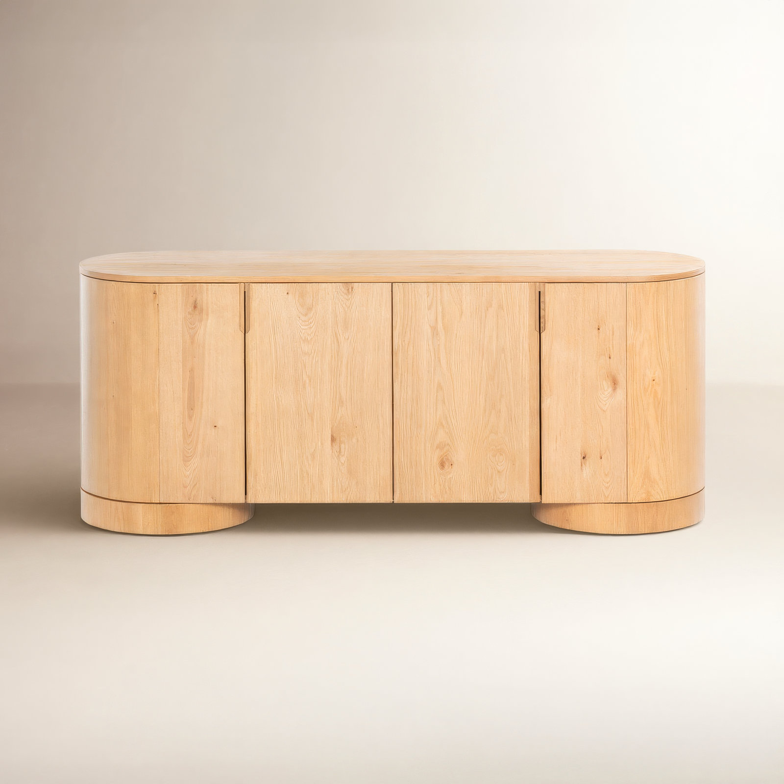Derby Oval 4 Door Wood Sideboard, Natural