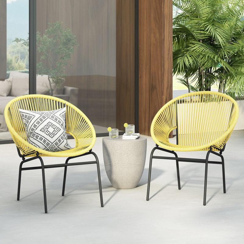 Chaise en osier, ensemble de 2, Jaune