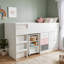 Liston Mid Sleeper Bed with Ladder and Storage with Custom Green and Pink Panel Design