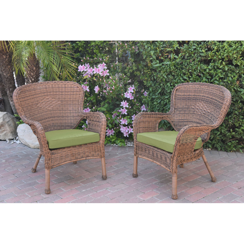 Batchelder Wicker Outdoor Lounge Chair, Sage Green, Honey