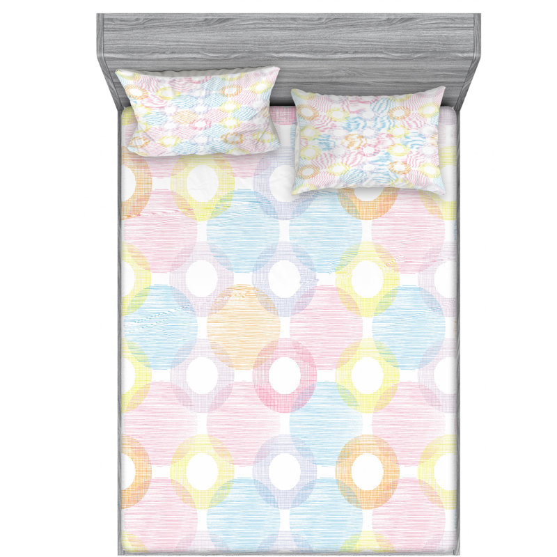 Microfiber Geometric Sheet Set, Full Sheet Set with Fitted Sheet