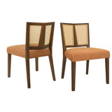 Callan Mid-Century Modern Dining Chairs With PE Rattan Backs