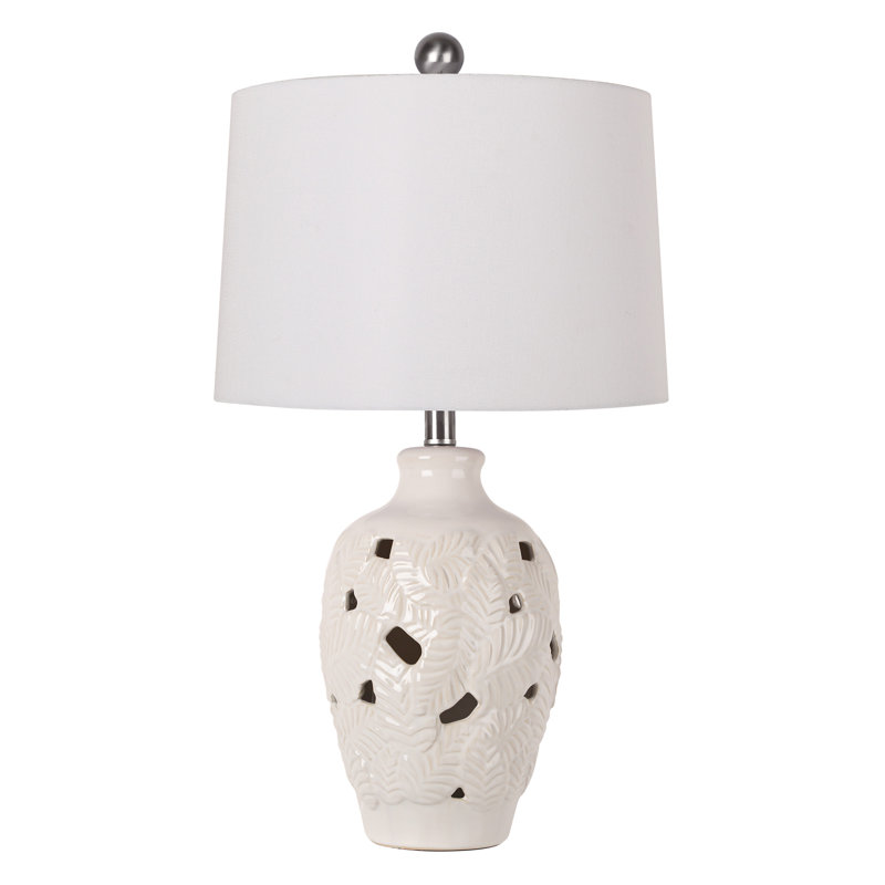 25.5'' Modern Ceramic Table Lamp Hollowed-out Leaf Bedside Lamp