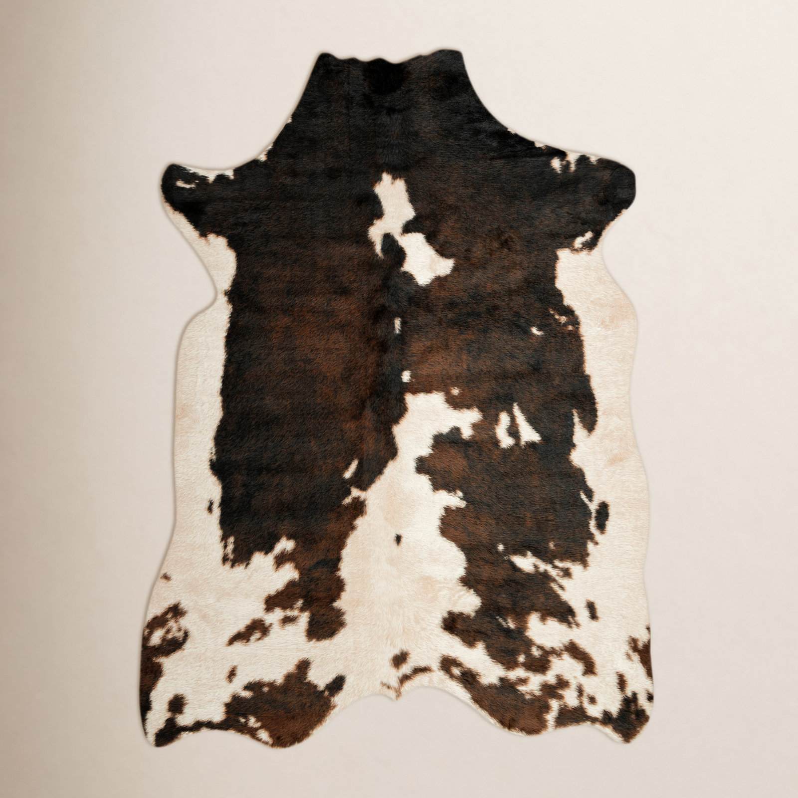 Epic Beige Brown Faux Cowhide Rug, Novelty 6'2" x 8'