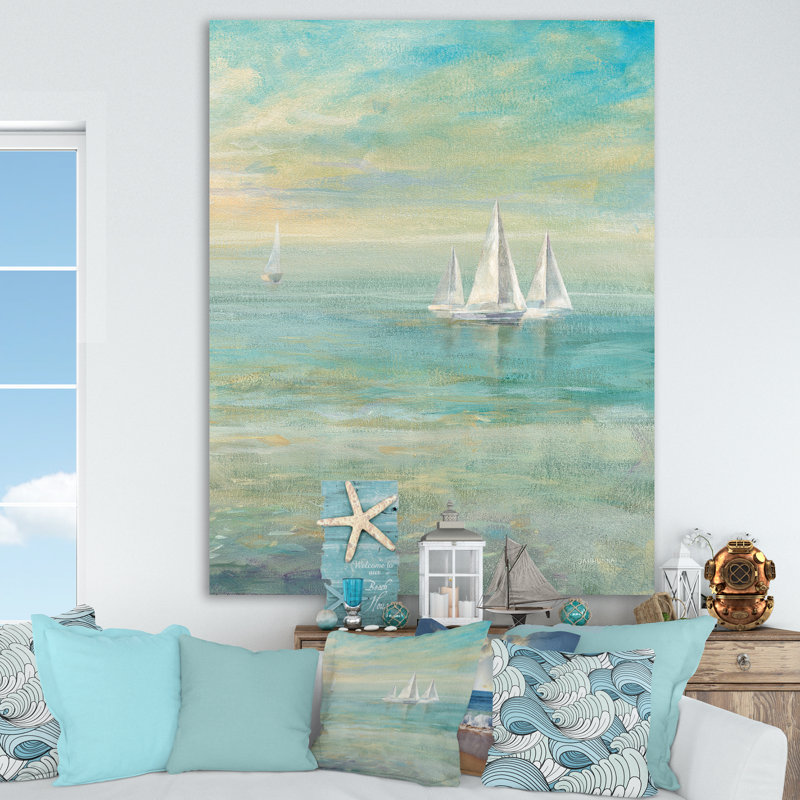 Sunrise Boat II - Reproduction d'art sur toile tendue, H 32 po x l 16 po x P 1 po