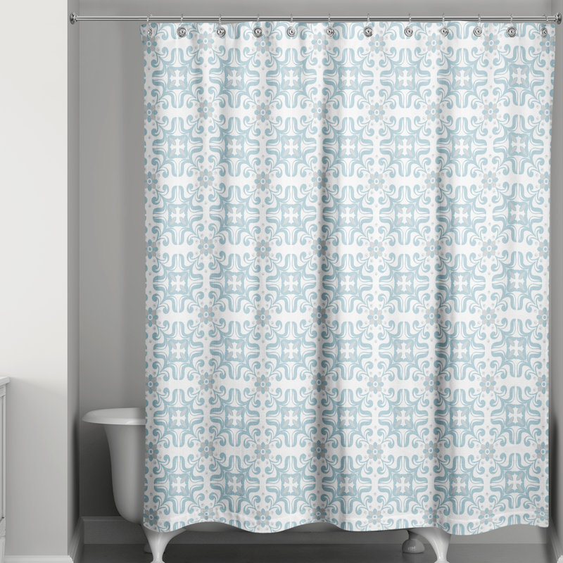 Rideau de douche Langridge, Bleu sarcelle géométrique 1