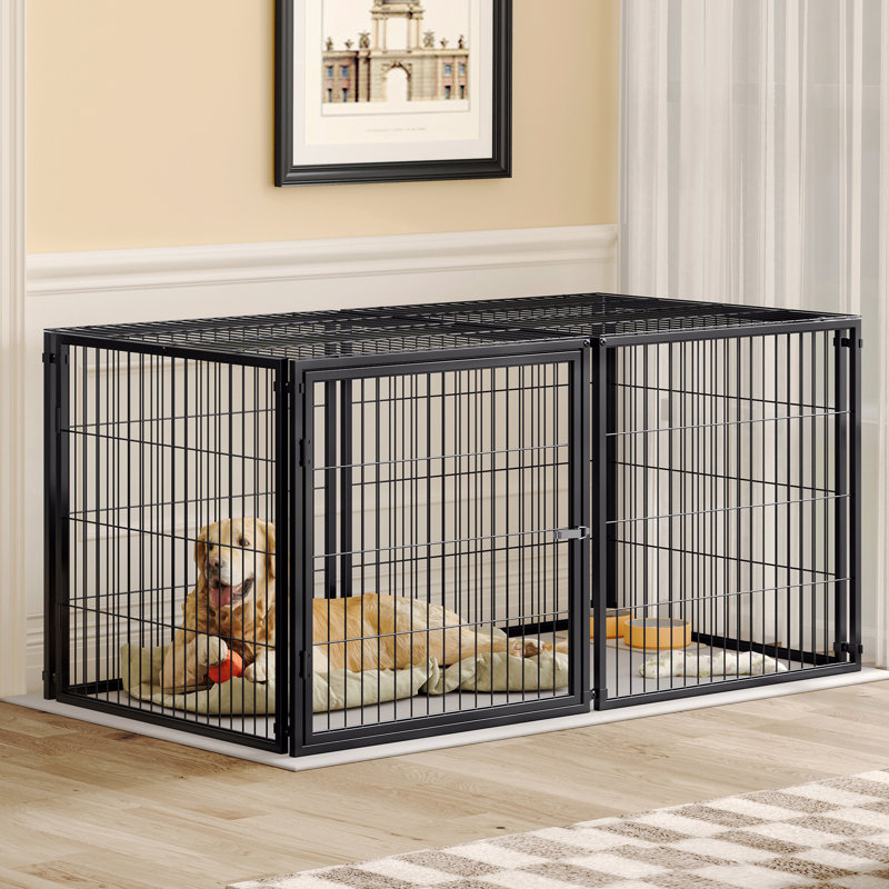 Grande cage à chien 63,7 "pour chien de taille moyenne avec parc et cage pour chien