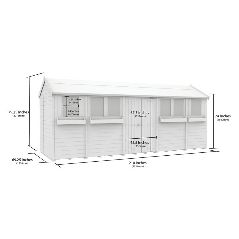 6ft x 18ft Apex Summer Shed