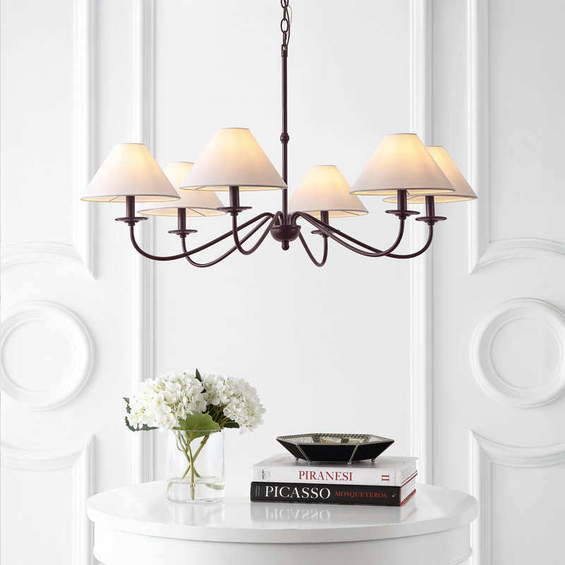 Lustre DEL en métal de style bougie articulée à 6 lumières Phoebe, Bronze frotté à l'huile