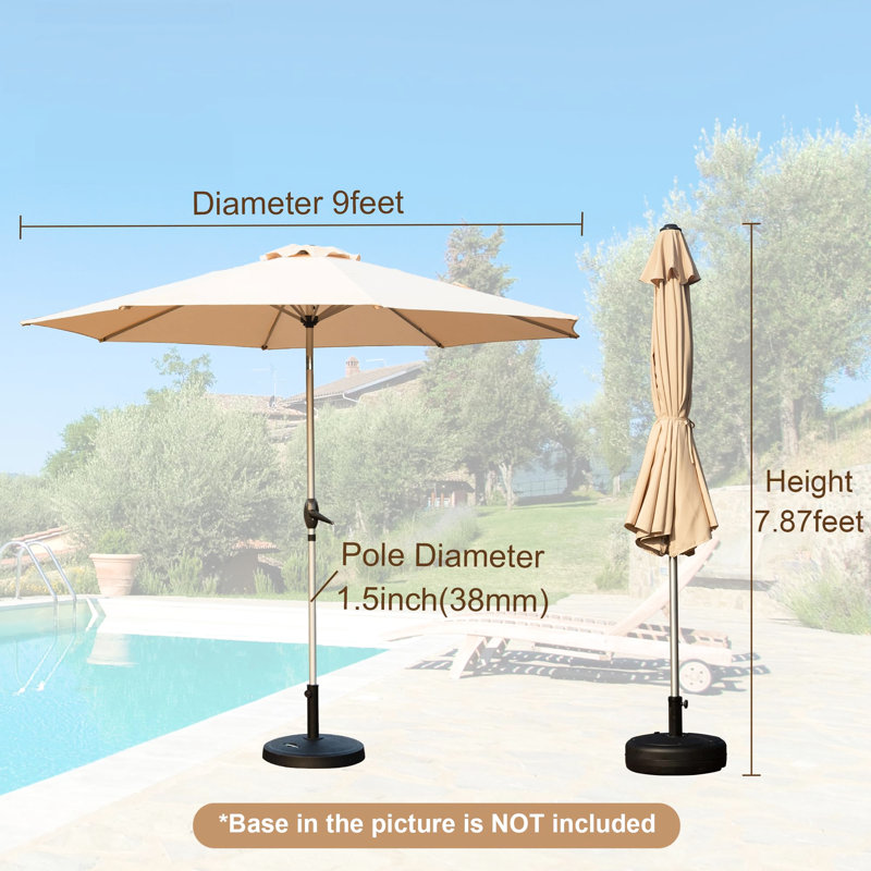Parasol de patio 9 pi - Résistance, imperméable, inclinaison facile à utiliser, pour le jardin, la terrasse, la cour, la piscine