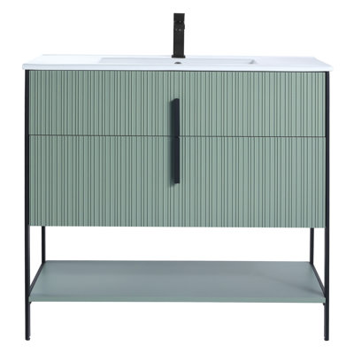  Meuble-lavabo moderne avec plateau en céramique blanche Serenity