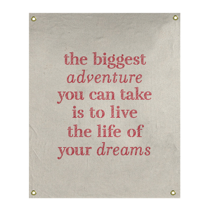Tapisserie en polyester, le plus grand témoignage de citation adventure, H 59 pi x l 50 po, Blanc / Rouge