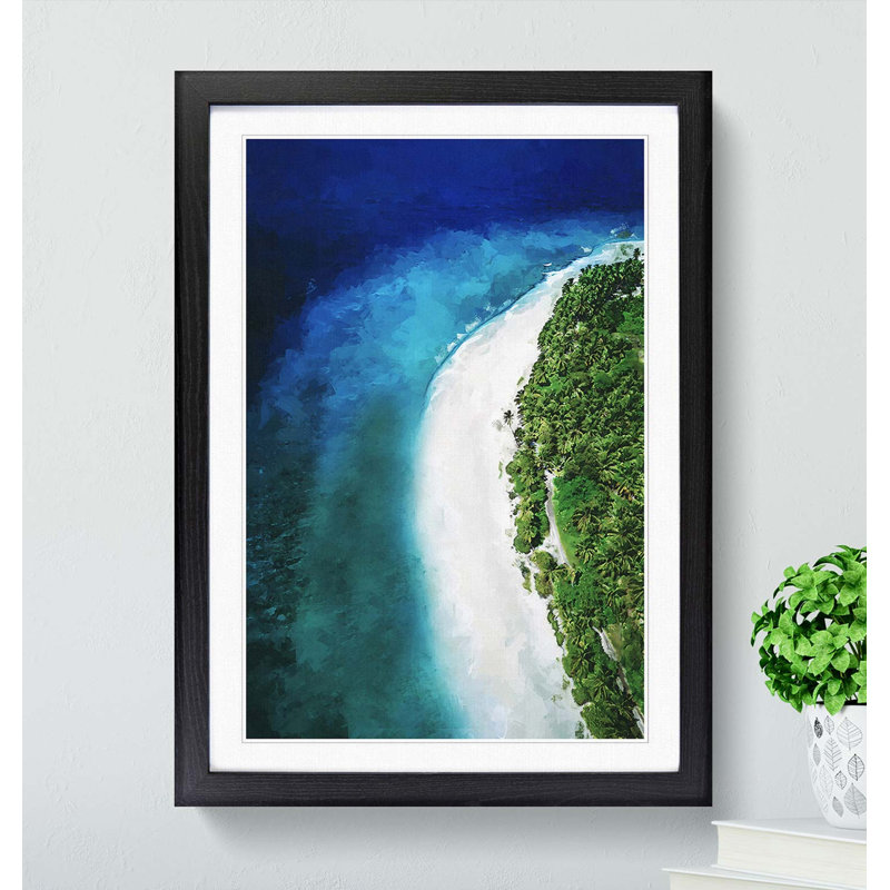 Maldives Paradise Beach in Abstract - Picture Frame Graphic Art Print, 60cm H x 40cm W x 2cm D, Black