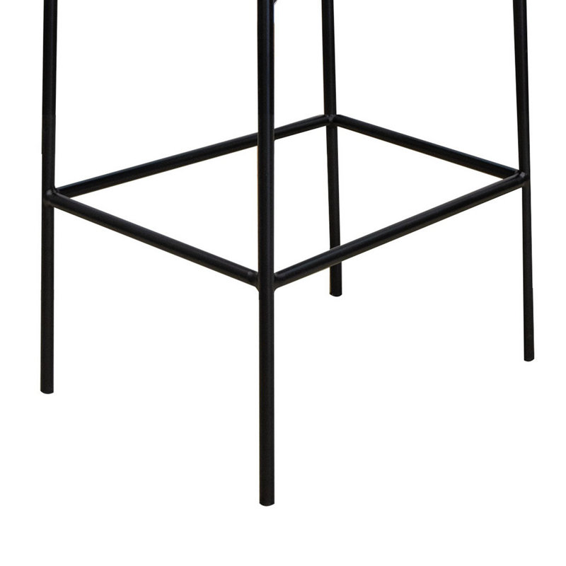 Chaise de bar Iffa, dossier ouvert, fer noir, cognac, Noir, noir, noir, noir