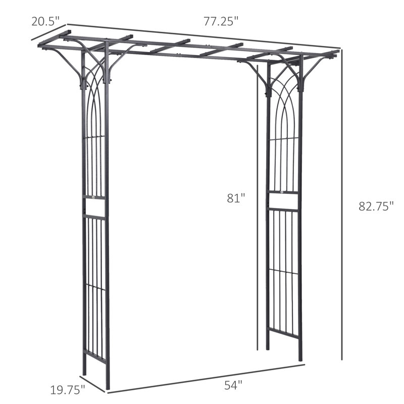 Tonnelle en métal l 77,25 po x P 20,5 po