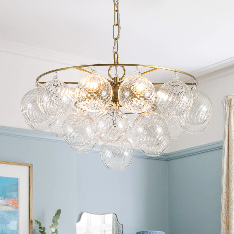 Lustre sphérique en verre 6 lumières