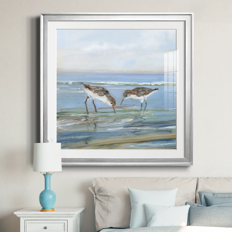 Seabird Beach II - peinture encadrée, Toile avec cadre argenté, H 30,5 po x l 30,5 po x P 1,5 po