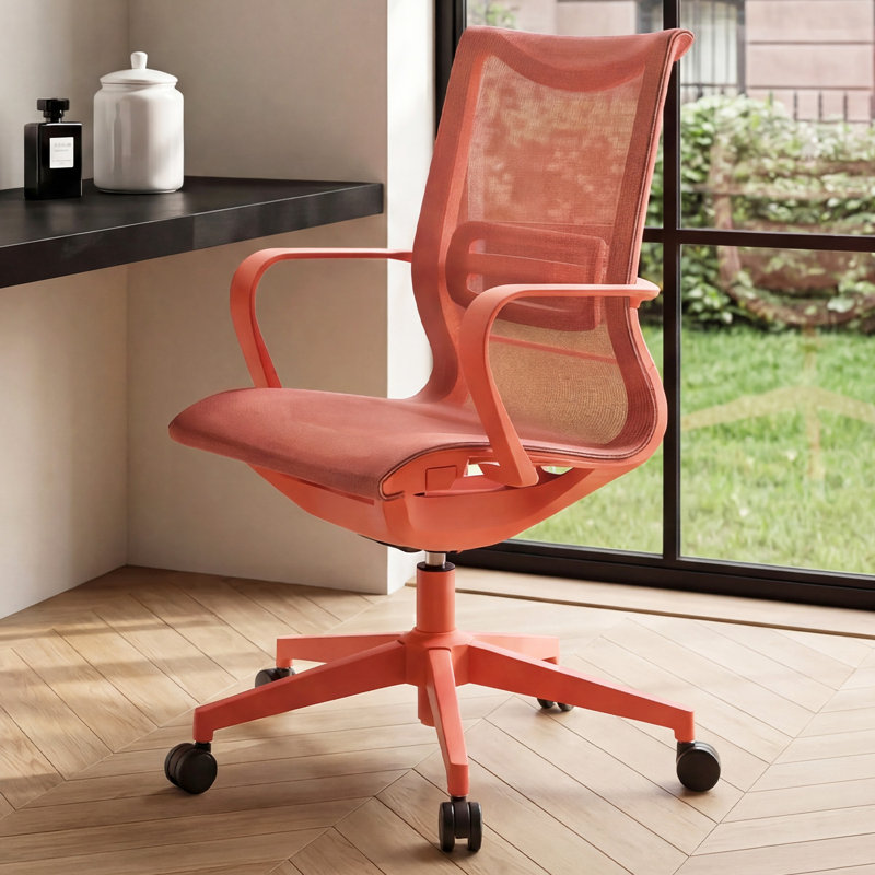 Ergonomic Swivel Mesh Home Office Chairs With Wheels, Adjustable Backrest, Seat Height, And Tilt Function, Rouge