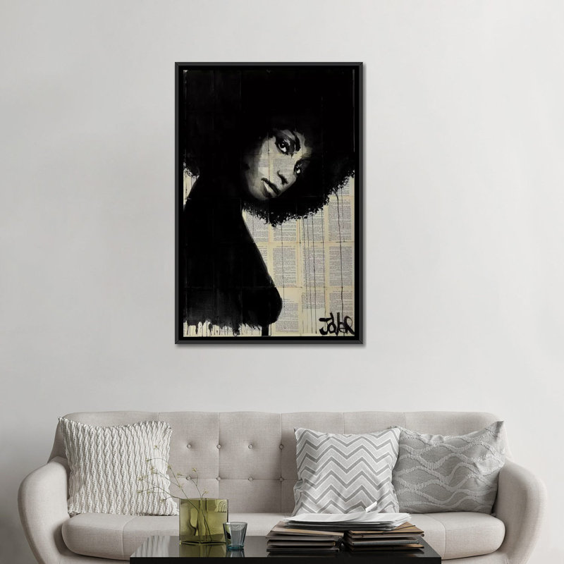 « celistine », reproduction sur toile, H 26 po x l 18 po x P 1,5 po, Toile encadrée noire, Pas de tapis
