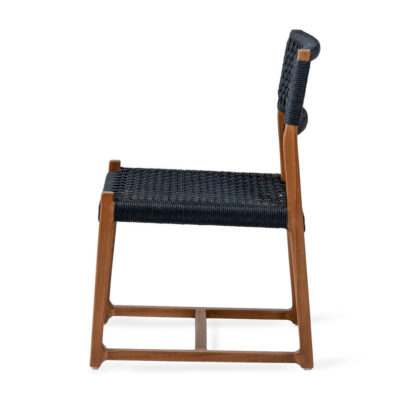 Aliyyah Patio Dining Side Chair, Blue/Natural Wood