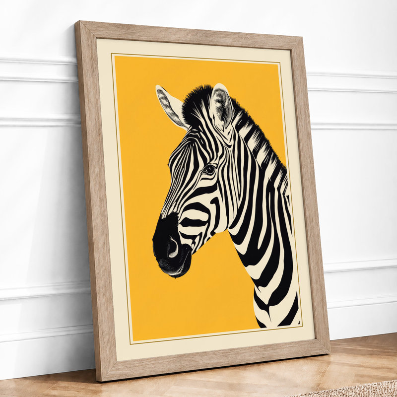Striped Profile Graphic - Framed Print, A2 - 59.4 x 42.0 cm, Oak