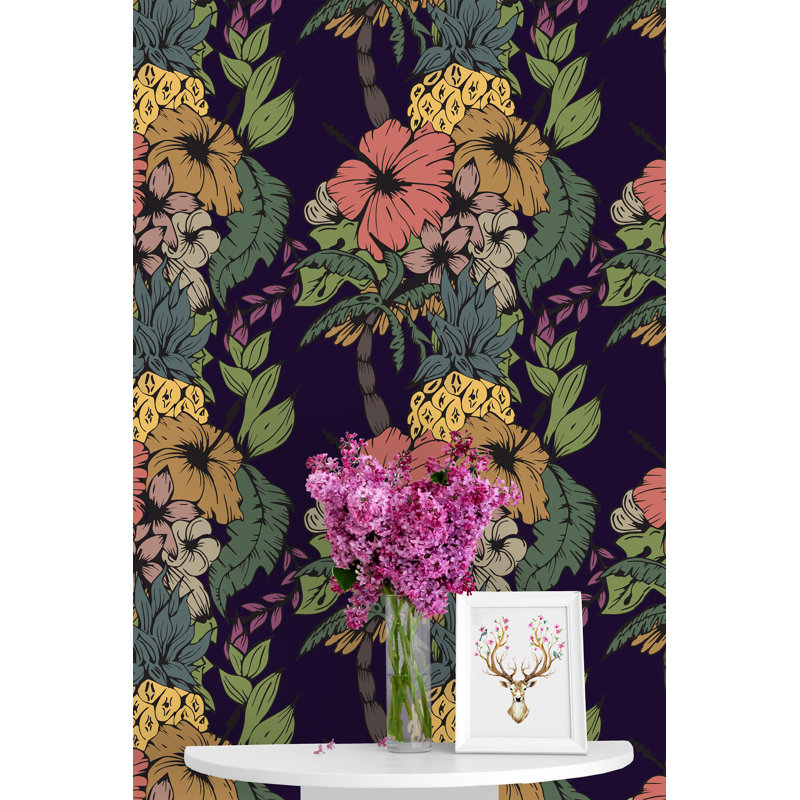 Panneau de papier peint adhésif Shropshire Tropical Elements, L 75 po x l 25 po