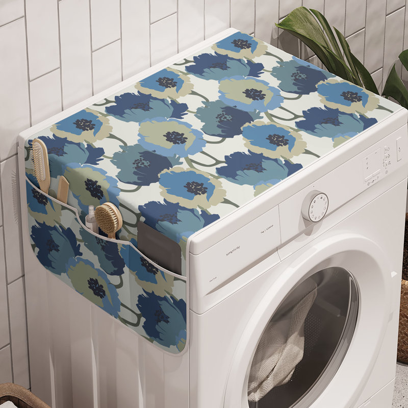 East Urban Home Floral Washing Machine Organizer Pack of 2 47" x 18.5" Grey Navy