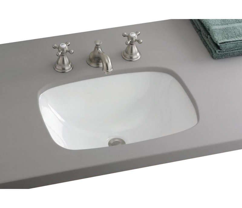 Lavabo de salle de bain rectangulaire encastré en porcelaine vitreuse Ibiza
