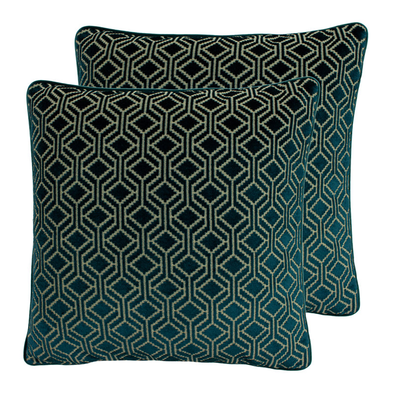 Fishback Geometric Square Cushion, Teal
