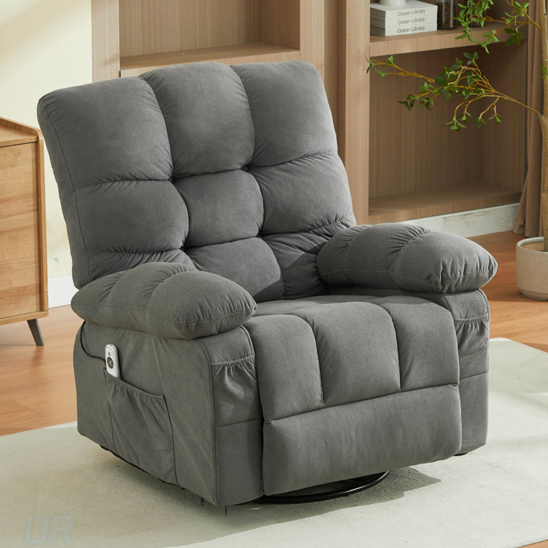 Oversized Massage Swivel Recliner With Vibration, Heating, And USB Charging For Enhanced Comfort And Relaxation, Gray